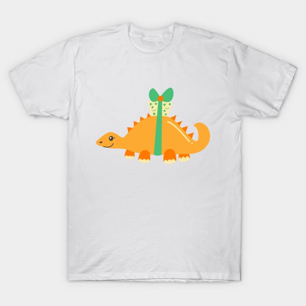 Cute Christmas Dinosaur T-Shirt by FunnyMoonCosmic